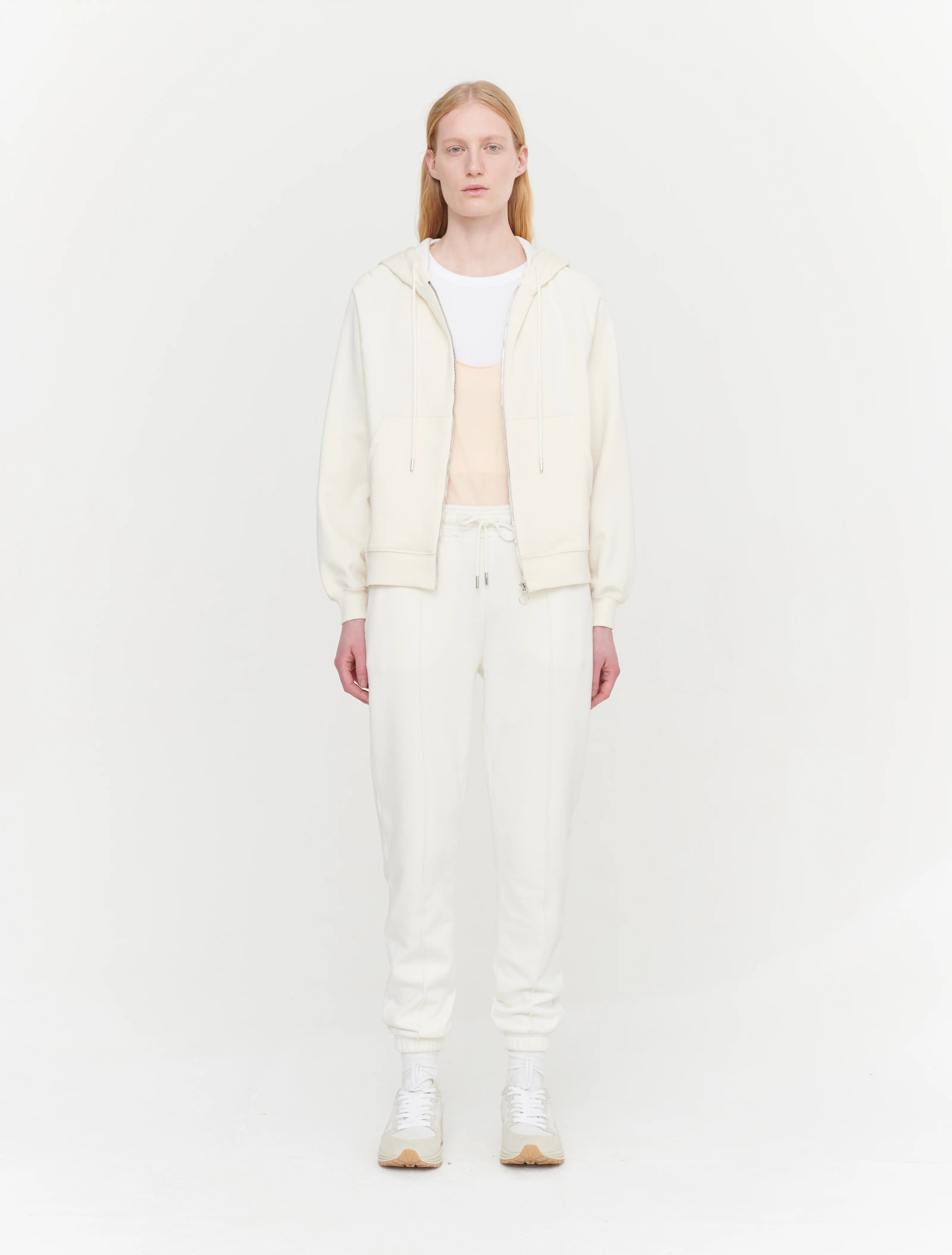 Ninety Percent Milo Zip Thru Hoodie in Off White