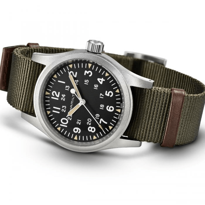 Hamilton Khaki Field Mechanical Green NATO Strap Men's Watch H69439931 ...