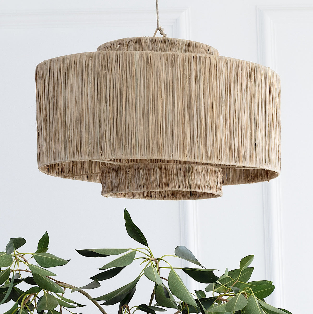 natural fiber 3 tier leyla pendant shade