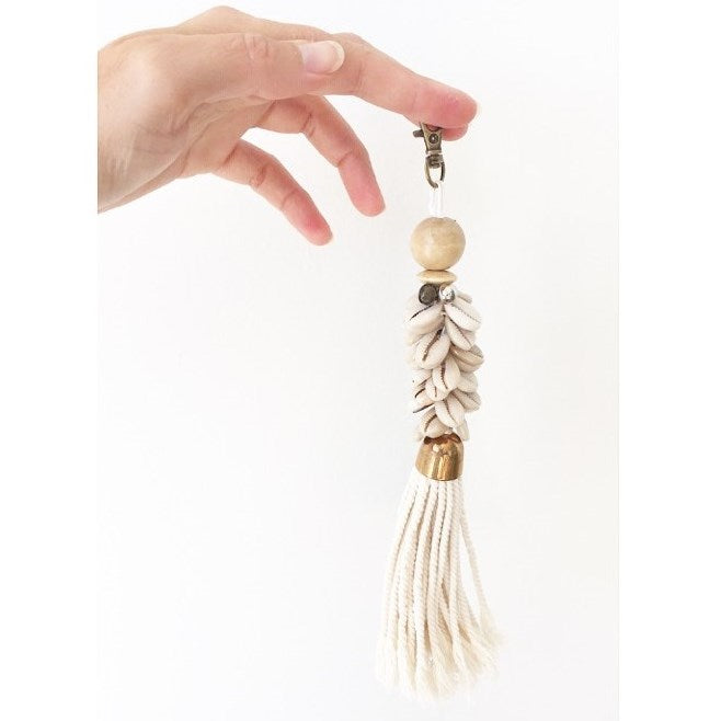 Cowrie Shell And Tassel Key Chain — Au Fait Living 