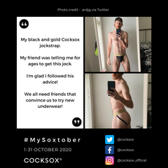Entry to the Cocksox #MySoxtober 2020 contest featuring CX21MT jockstrap in Gold Shimmer