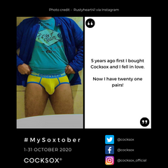 Entry to the Cocksox #MySoxtober 2020 contest featuring CX76NG sports briefs in Woad