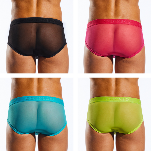 Collage of Cocksox Mesh Collection men's underwear colours