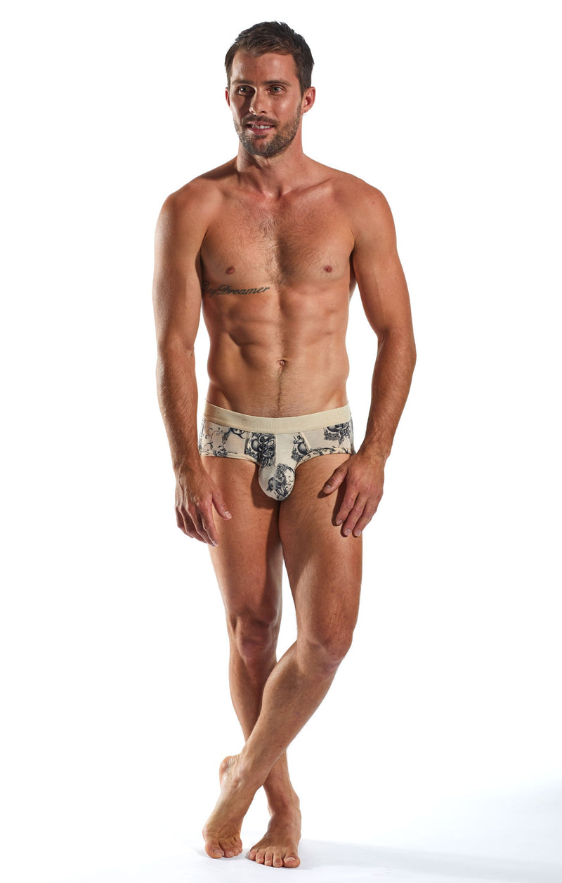 Cocksox CX76INK Underwear Sports Brief in Inked full body image 