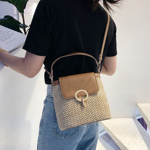 Straw Bucket Crossbody Bags