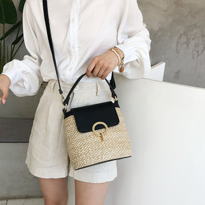 Straw Bucket Crossbody Bags