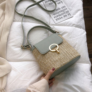 Straw Bucket Crossbody Bags