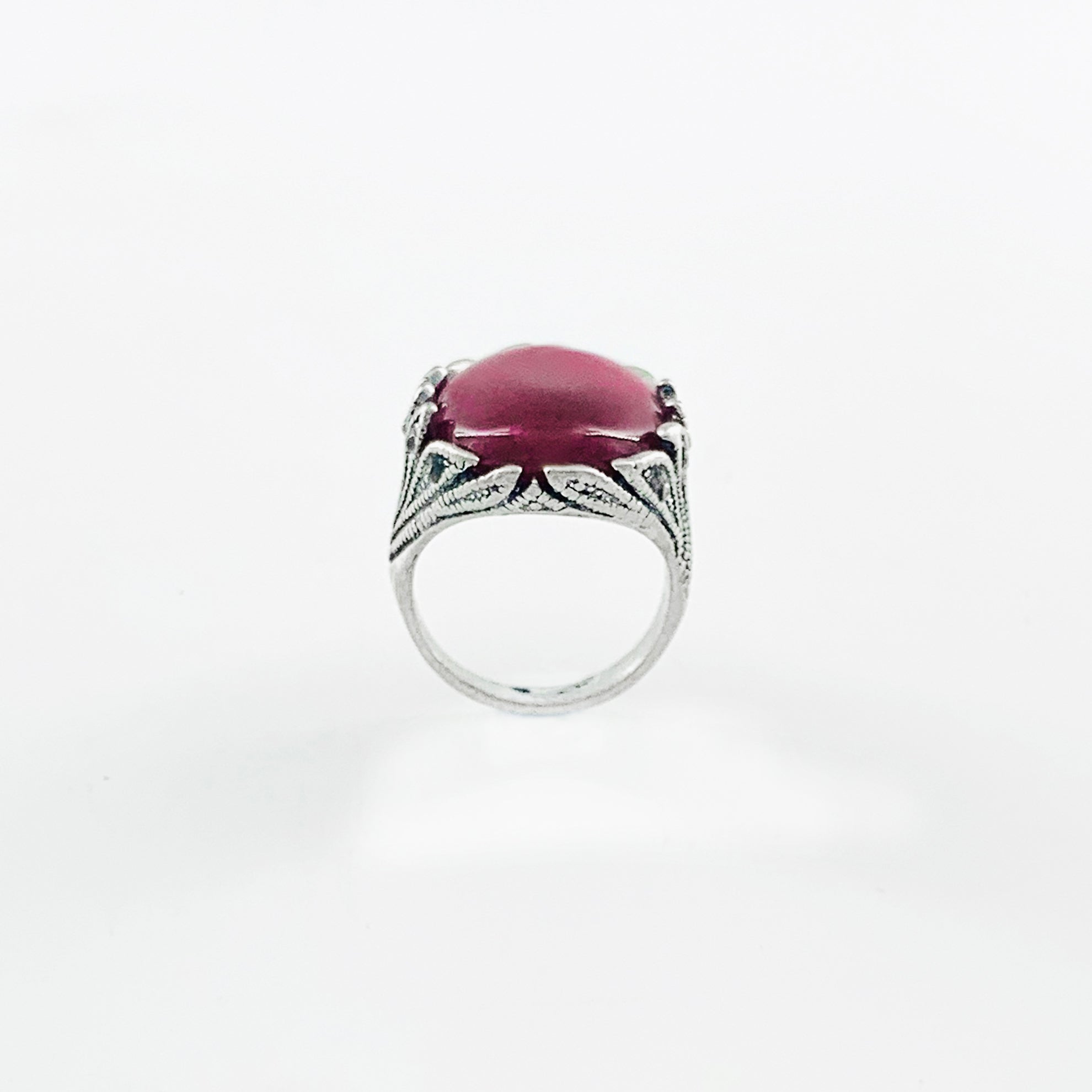 Art Deco Inspired Silver Ring With Large Red Stone The Paper Stone