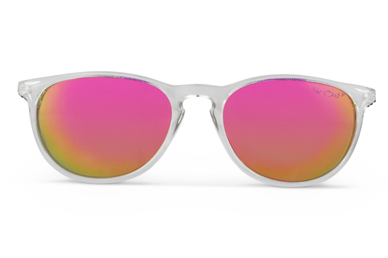 Clear Polarized Round Sunglasses Pink Lens Far Out Sunglasses 