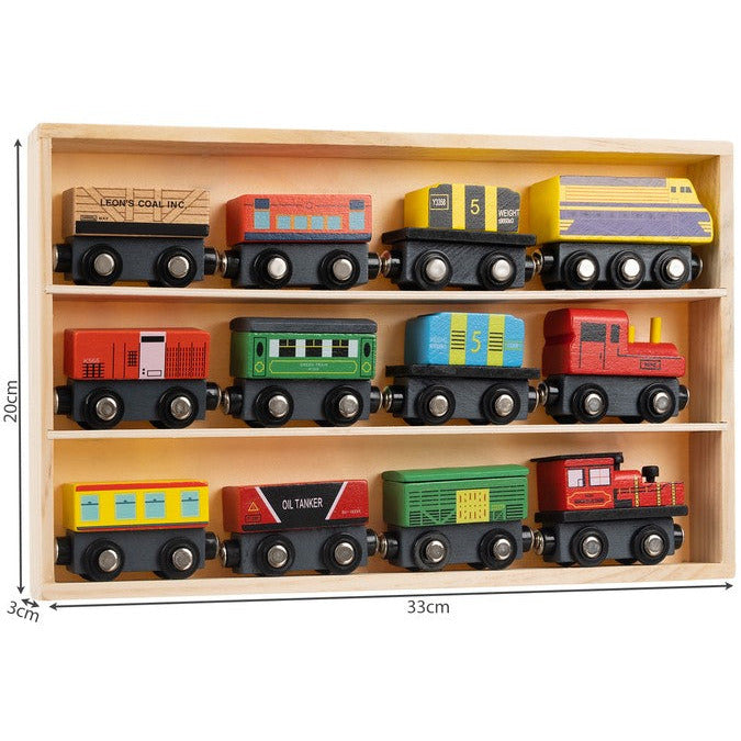 roze Omgeving Verantwoordelijk persoon Houten speelgoed trein 12-delig in mooie organizer 33 x 20 x 3 cm –  Voordeelstore.nl