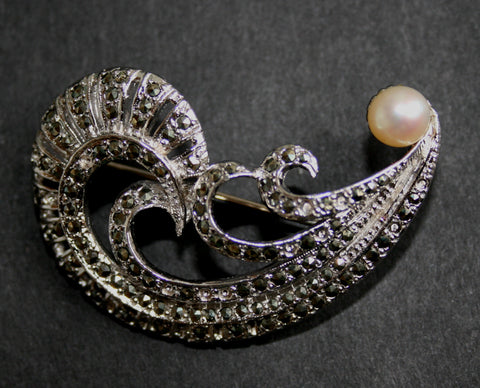 Marcasite Brooch with Pearl