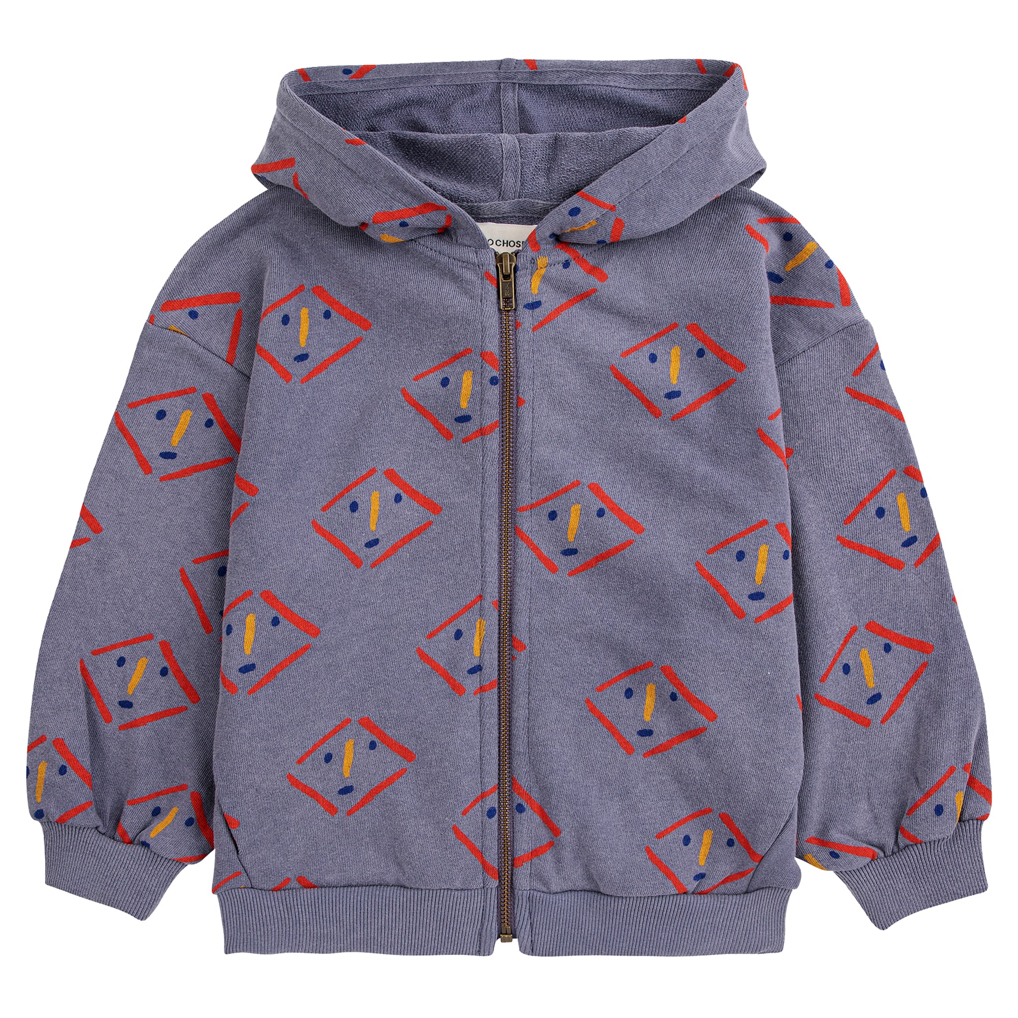 Bobo Choses Child Masks All Over Hooded Sweatshirt Prussian Blue