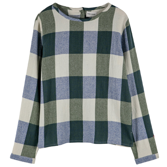 Bobo Choses Woman Plaid Check Blouse Navy Blue