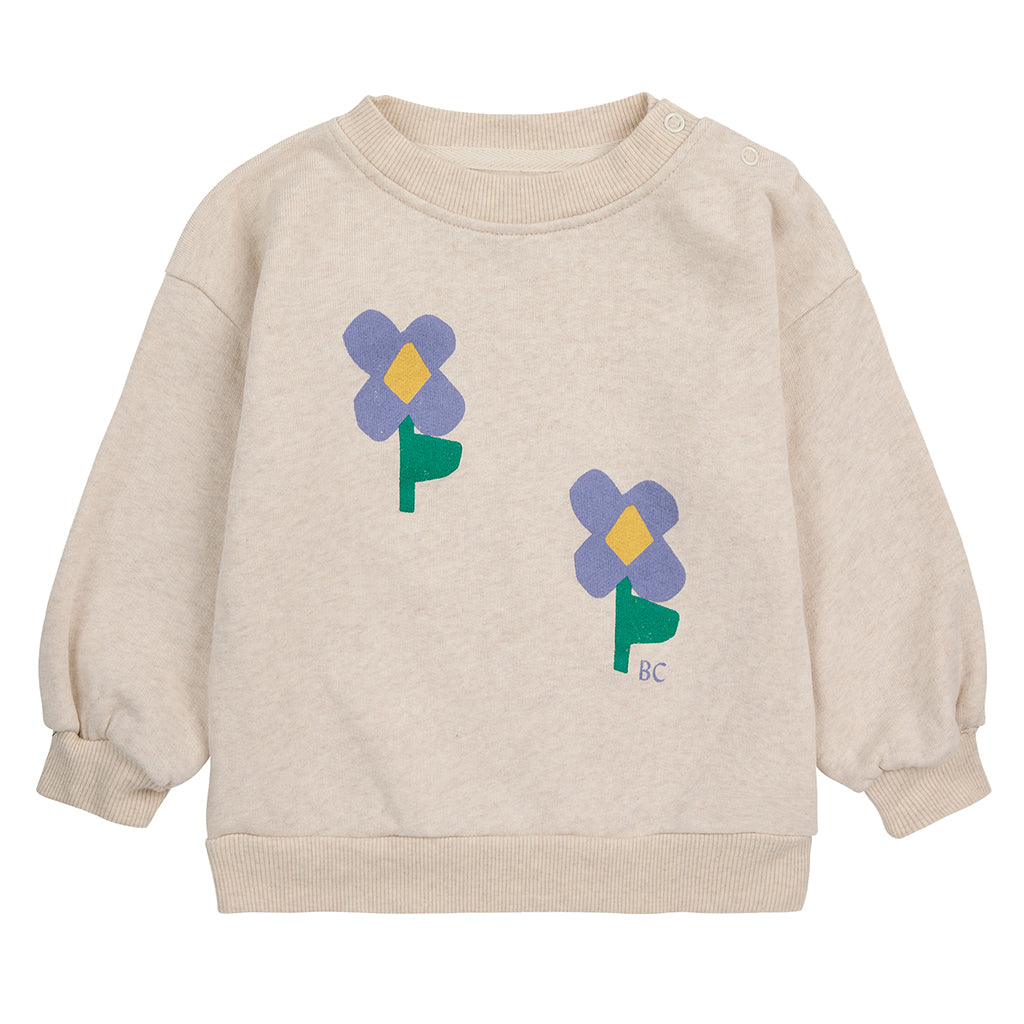 Bobo Choses Baby Pansy Flower Sweatshirt Beige