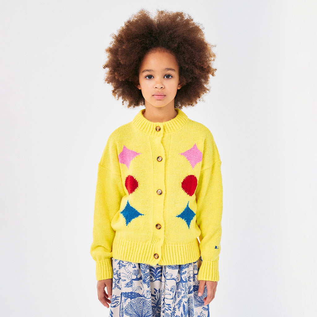 Bobo Choses Child Sparkles Intarsia Cardigan Yellow