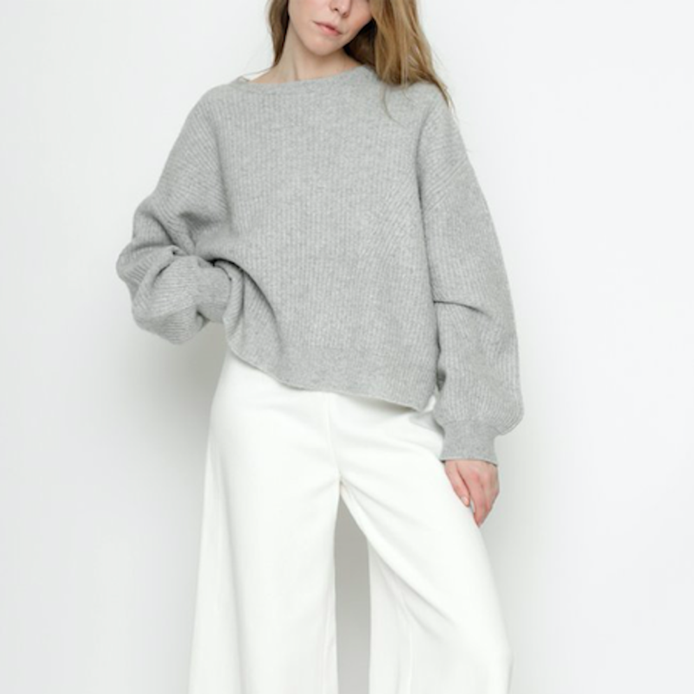 7115 By Szeki Woman Sweater With Poet Sleeves Husky Grey