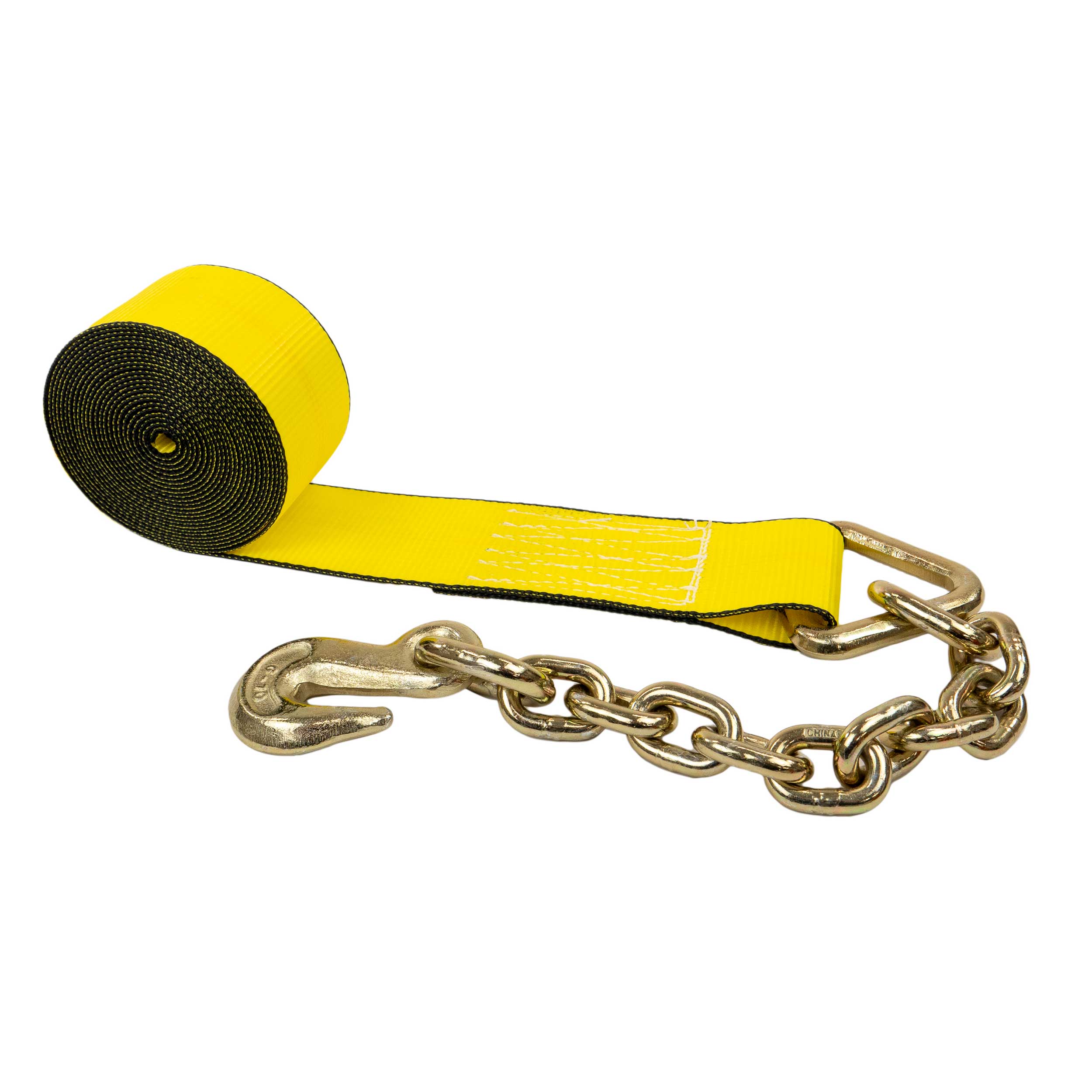 3" X 30' Winch Strap with Chain Extension | Yellow