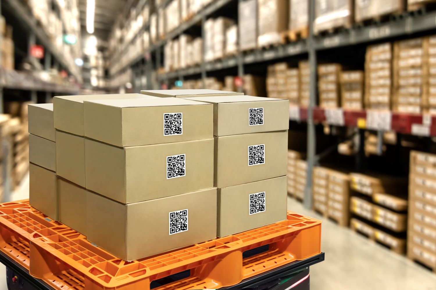 stacked boxes on cart inside warehouse depicting supply chain resilience