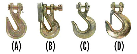 Four types of hooks for custom tie down chain