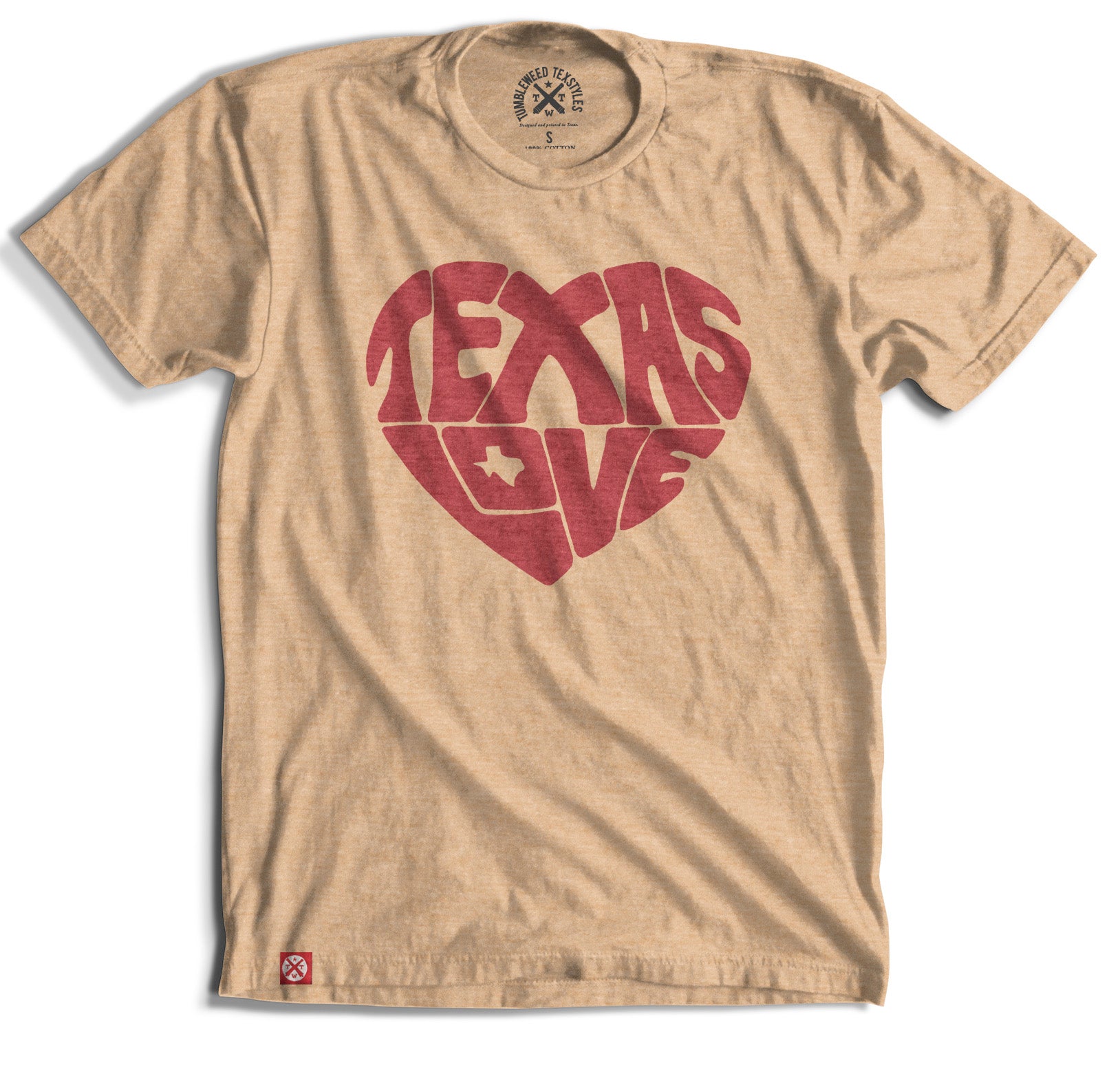 Texas Love Heart T Shirt Tumbleweed Texstyles