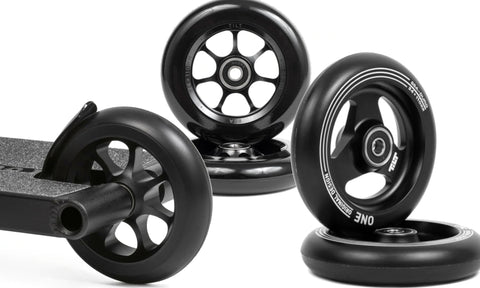Tilt Theorem wheels comparison. Mix of the Tilt Durare core and Tilt Stage One urethane and fabrication. 