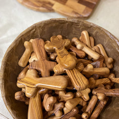 Olive wood holding crosses