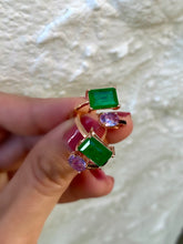 Load image into Gallery viewer, Wraparound ring with large green and pink zircon stones