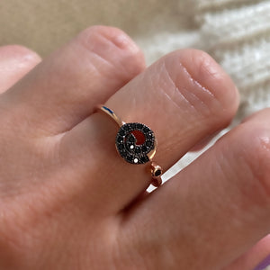 Ring with Black Spiral zircon stones - Adjustable