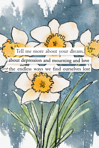 Digital collage poem - floral watercolor