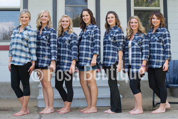 monogrammed flannel shirts for bridesmaids