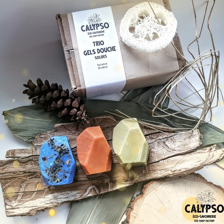 COFFRET CADEAU BOX - TRIO DE GELS DOUCHE SOLIDES - solid shower gel
