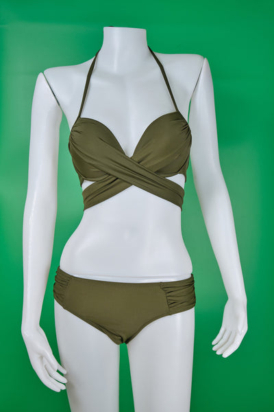 olive green push up bikini