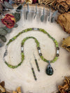 Sterling Silver & Green Serpentine Necklace & Earring Set