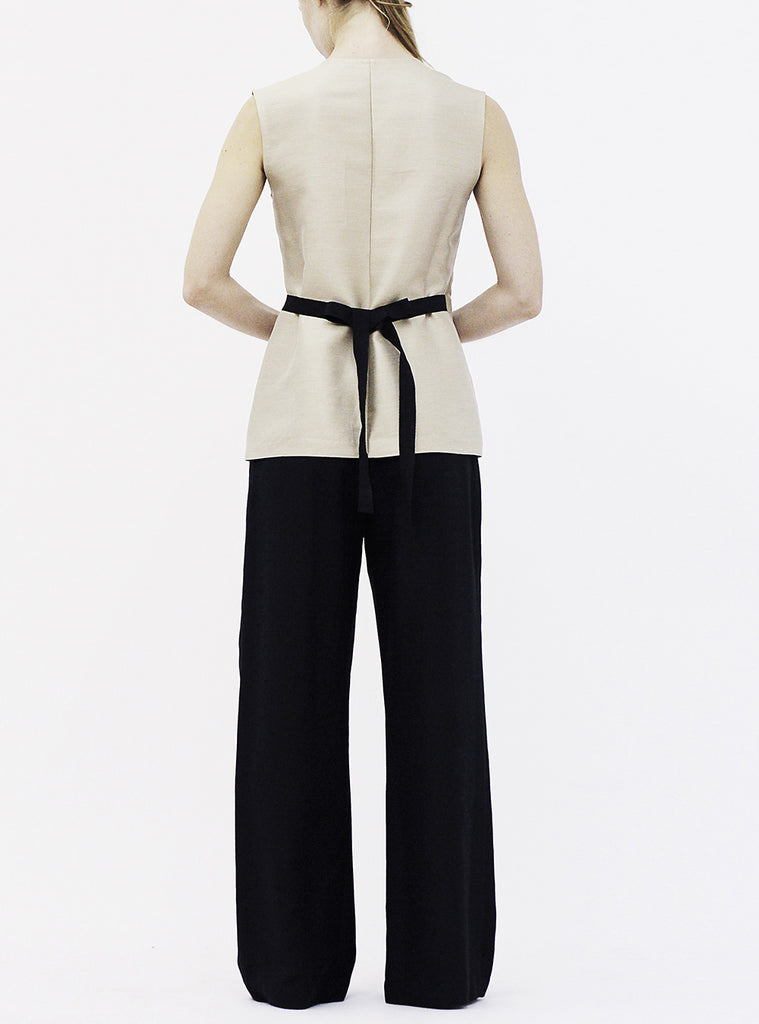 Over silk top and Pleat wide trousers