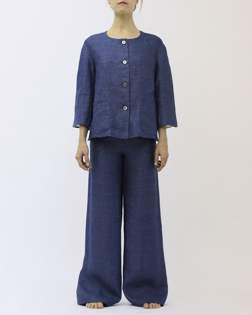 Pocket linen jacket and trousers