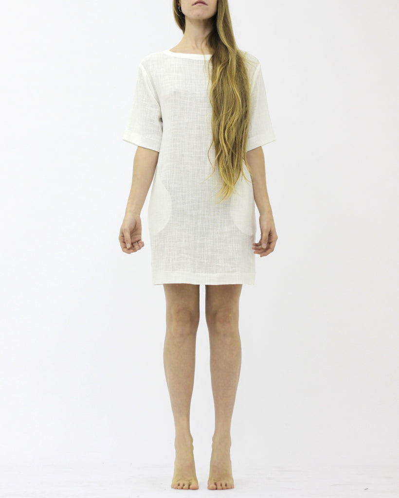 Rib back linen dress