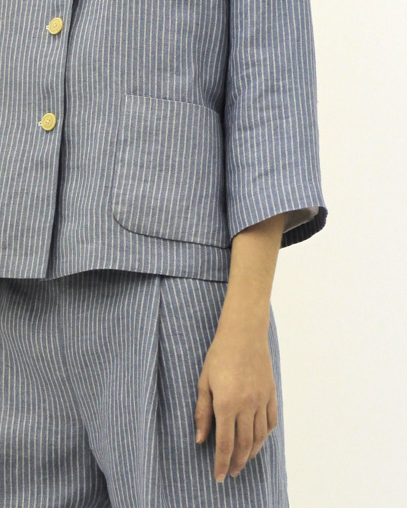 Linen shirts jacket and Pleat wide trousers