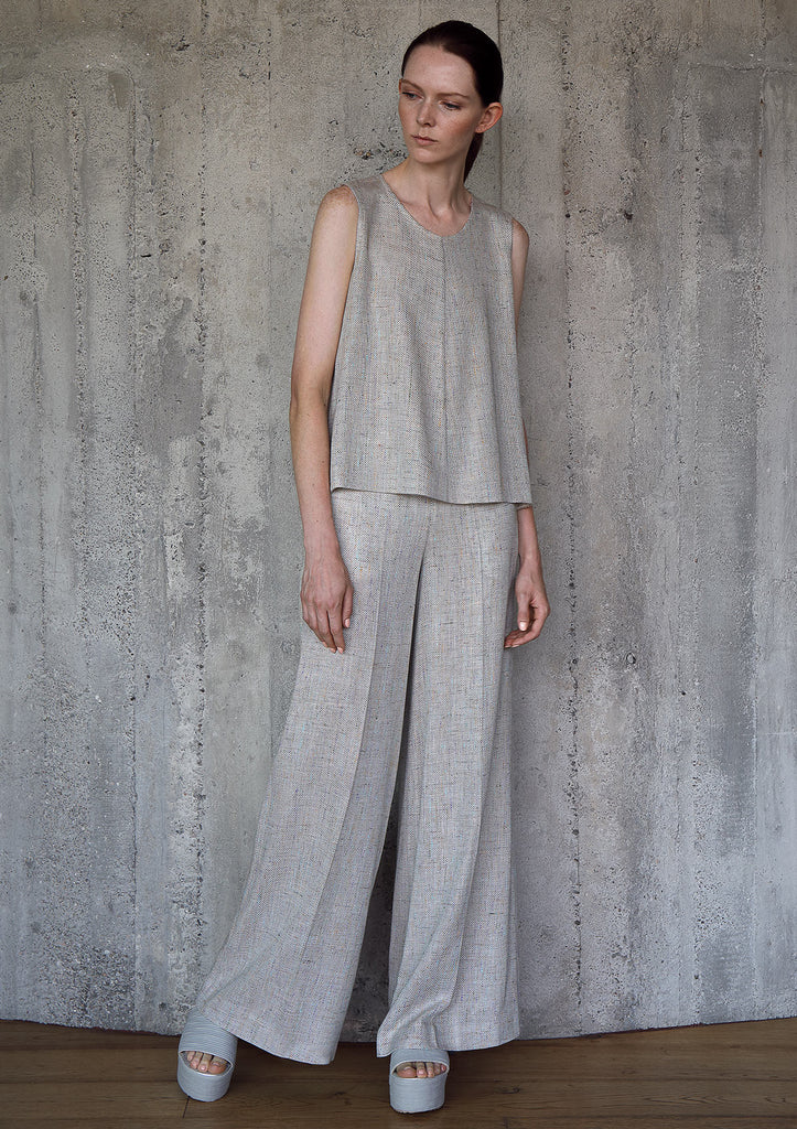 Divide viscose top and flared trousers