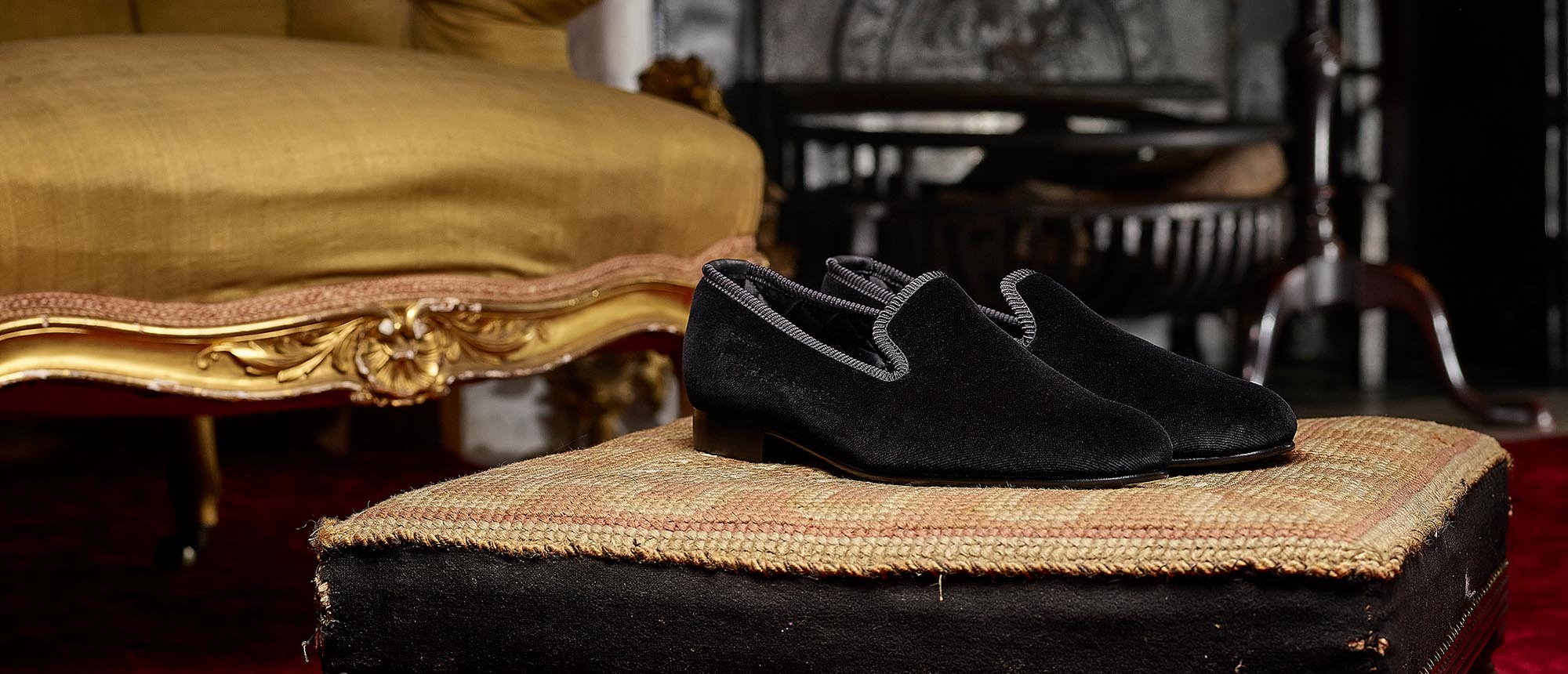 AK MC & Bertie Embroidered Velvet Slipper - Alexander Kraft Monte Carlo