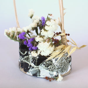 Ikebana Flower Basket with Cane Handle