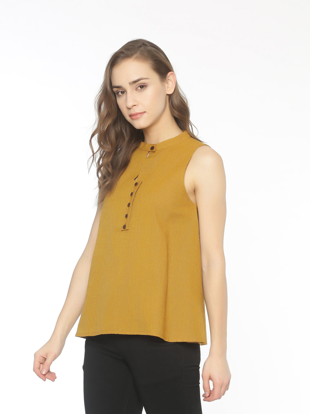 Back Button-Detailed Sleeveless Blouse – CY0201 – Online Store