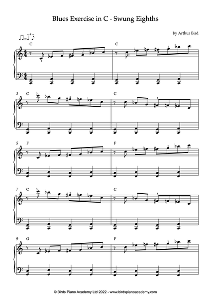 Blues Piano Exercise Swung Rhythms