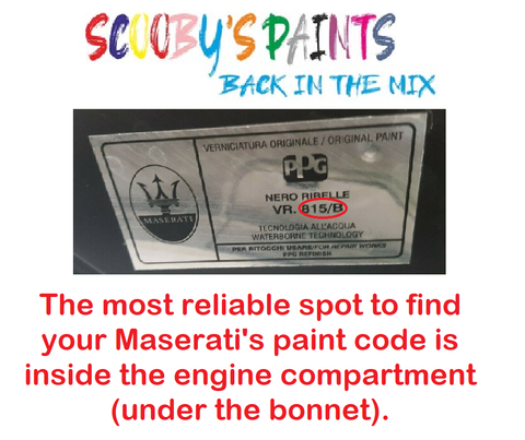 Maserati touch Up Paint location