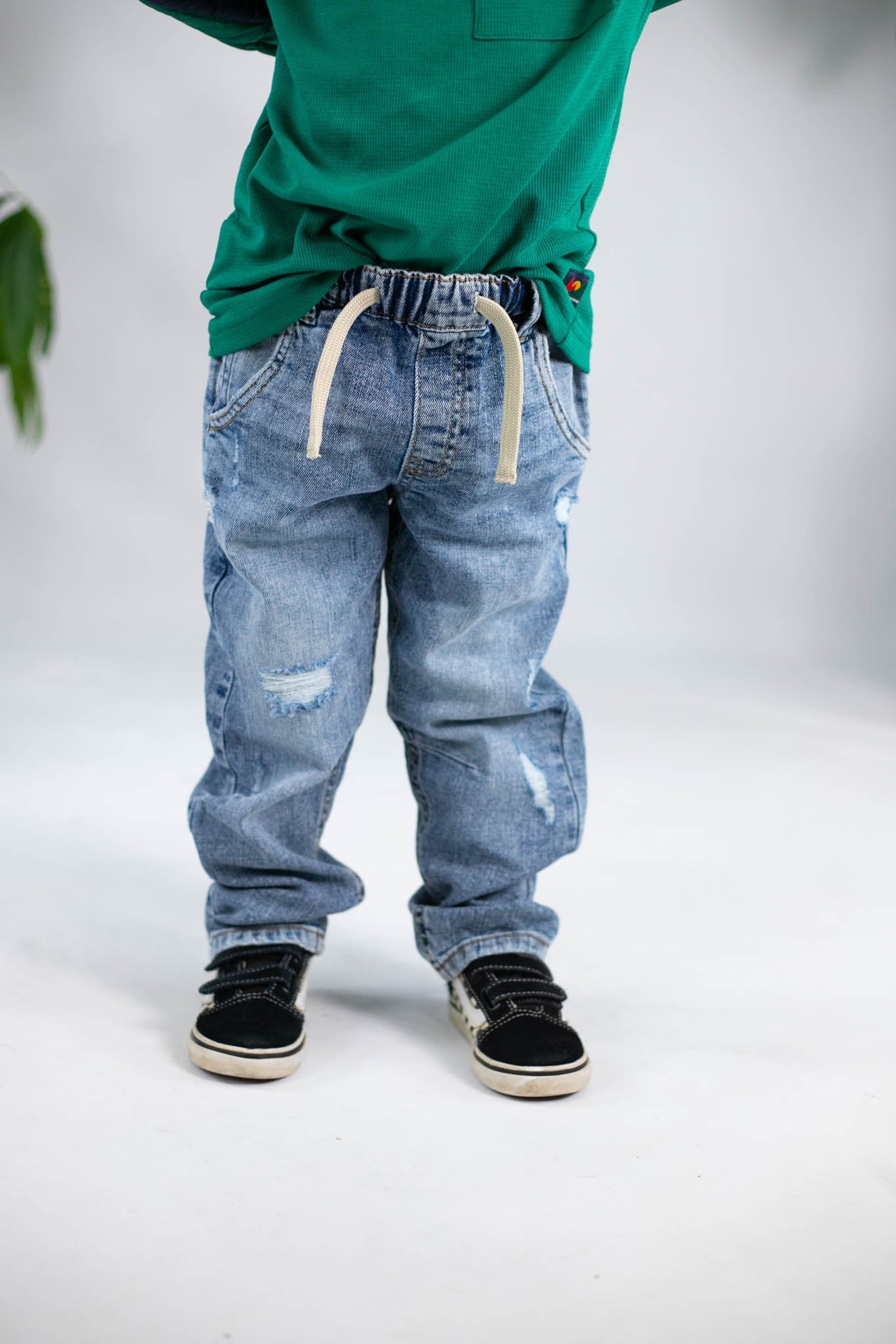 Dirty Blue Ripped Denim Cargo Pants (Toddler Boy)
