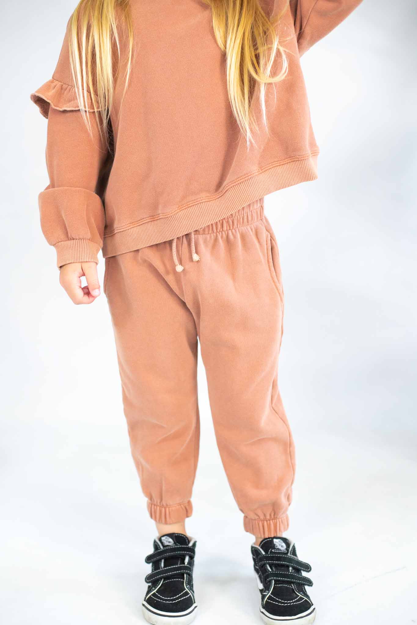 Girls sweatpants Nicki Caramel  Nicki Pagoda Blue - 100% organic co