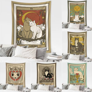 Cat Tarot Tapestry Wall Hanging Home Decor - myfunfarm