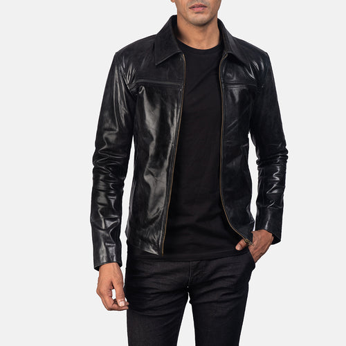 Mens Ionic Black Leather Jacket