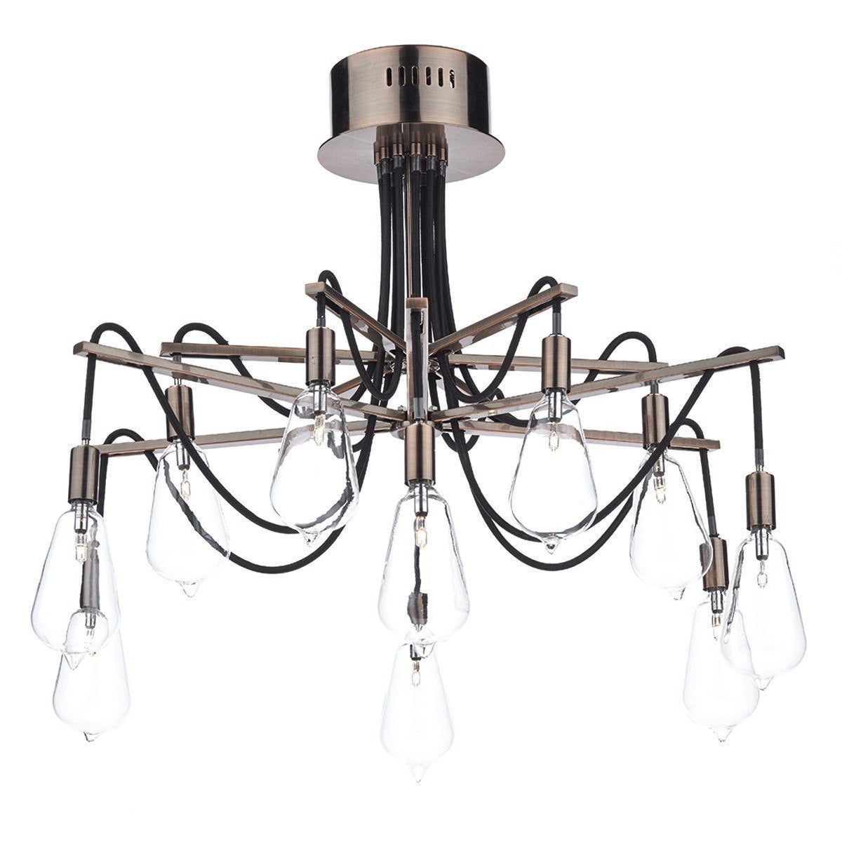 Scroll Copper 10 Lights Semi Flush London Lighting