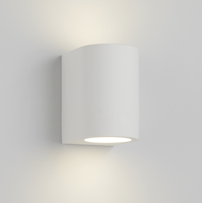 Brockley Curved Cylinder White Plaster Paintable Wall Light Id 4987