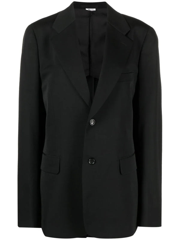 Black Comme Des Garçons single-breasted raw-cut hem blazer